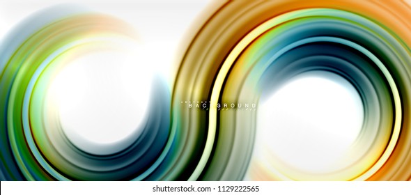 Fondo abstracto de la línea de color del fluido arcoiris - giratorio y círculos, diseño de colores líquidos retorcidos, fondo de textura ondulada de mármol colorido o plástico, plantilla multicolor para empresas o tecnología