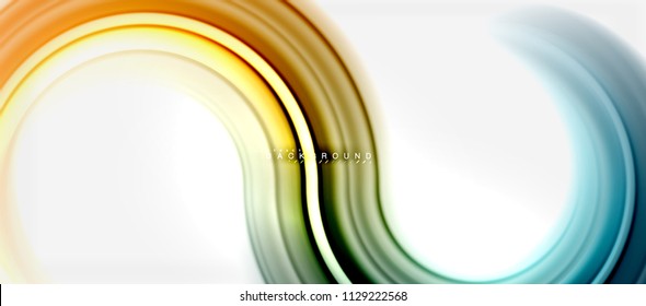 Rainbow fluid color line abstract background - swirl and circles, twisted liquid colours design, colorful marble or plastic wavy texture backdrop, multicolored template for business or technology
