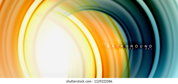Rainbow fluid color line abstract background - swirl and circles, twisted liquid colours design, colorful marble or plastic wavy texture backdrop, multicolored template for business or technology