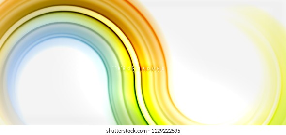 Rainbow fluid color line abstract background - swirl and circles, twisted liquid colours design, colorful marble or plastic wavy texture backdrop, multicolored template for business or technology