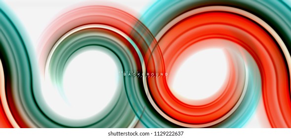 Rainbow fluid color line abstract background - swirl and circles, twisted liquid colours design, colorful marble or plastic wavy texture backdrop, multicolored template for business or technology