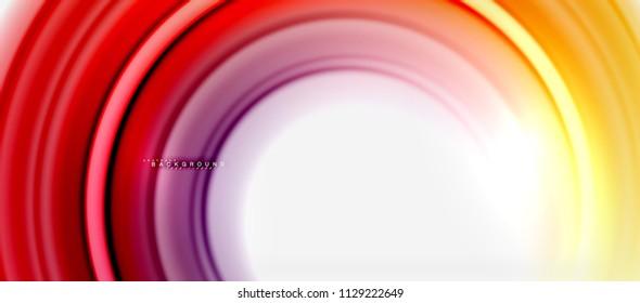 Rainbow fluid color line abstract background - swirl and circles, twisted liquid colours design, colorful marble or plastic wavy texture backdrop, multicolored template for business or technology