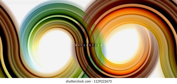Rainbow fluid color line abstract background - swirl and circles, twisted liquid colours design, colorful marble or plastic wavy texture backdrop, multicolored template for business or technology