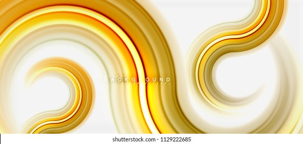 Fondo abstracto de la línea de color del fluido arcoiris - giratorio y círculos, diseño de colores líquidos retorcidos, fondo de textura ondulada de mármol colorido o plástico, plantilla multicolor para empresas o tecnología
