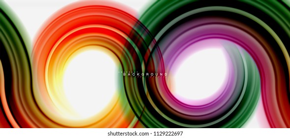 Rainbow fluid color line abstract background - swirl and circles, twisted liquid colours design, colorful marble or plastic wavy texture backdrop, multicolored template for business or technology
