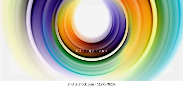 Fondo abstracto de la línea de color del fluido arcoiris - giratorio y círculos, diseño de colores líquidos retorcidos, fondo de textura ondulada de mármol colorido o plástico, plantilla multicolor para empresas o tecnología