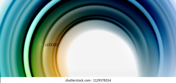 Fondo abstracto de la línea de color del fluido arcoiris - giratorio y círculos, diseño de colores líquidos retorcidos, fondo de textura ondulada de mármol colorido o plástico, plantilla multicolor para empresas o tecnología
