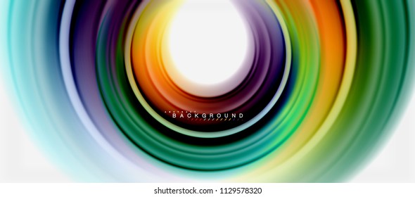 Fondo abstracto de la línea de color del fluido arcoiris - giratorio y círculos, diseño de colores líquidos retorcidos, fondo de textura ondulada de mármol colorido o plástico, plantilla multicolor para empresas o tecnología