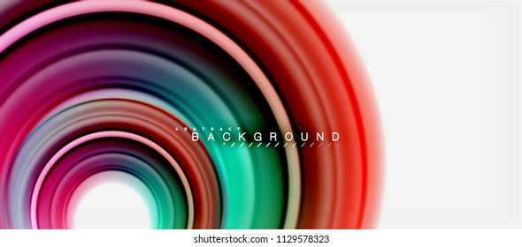 Rainbow fluid color line abstract background - swirl and circles, twisted liquid colours design, colorful marble or plastic wavy texture backdrop, multicolored template for business or technology