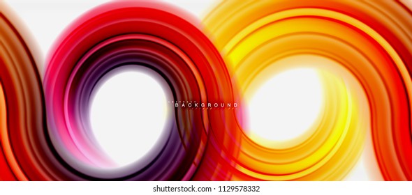 Rainbow fluid color line abstract background - swirl and circles, twisted liquid colours design, colorful marble or plastic wavy texture backdrop, multicolored template for business or technology