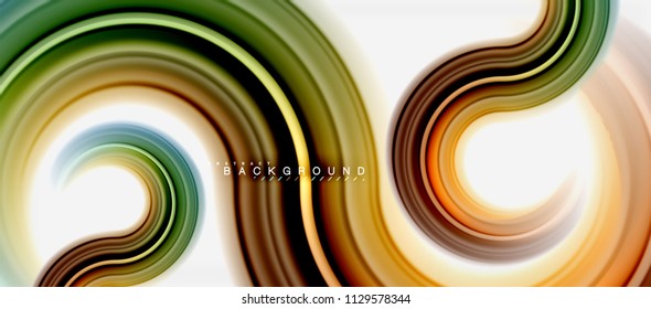 Fondo abstracto de la línea de color del fluido arcoiris - giratorio y círculos, diseño de colores líquidos retorcidos, fondo de textura ondulada de mármol colorido o plástico, plantilla multicolor para empresas o tecnología