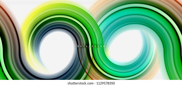 Rainbow fluid color line abstract background - swirl and circles, twisted liquid colours design, colorful marble or plastic wavy texture backdrop, multicolored template for business or technology