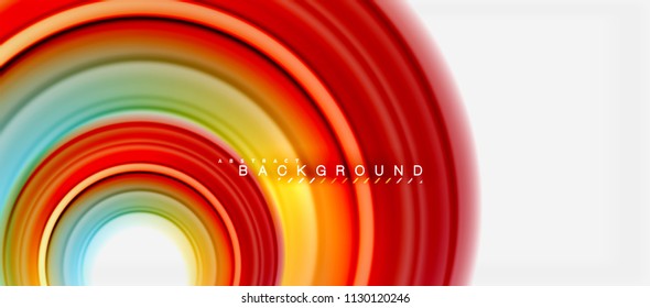 Rainbow fluid color line abstract background - swirl and circles, twisted liquid colours design, colorful marble or plastic wavy texture backdrop, multicolored template for business or technology