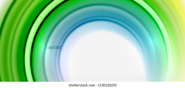 Rainbow fluid color line abstract background - swirl and circles, twisted liquid colours design, colorful marble or plastic wavy texture backdrop, multicolored template for business or technology