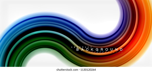 Rainbow fluid color line abstract background - swirl and circles, twisted liquid colours design, colorful marble or plastic wavy texture backdrop, multicolored template for business or technology