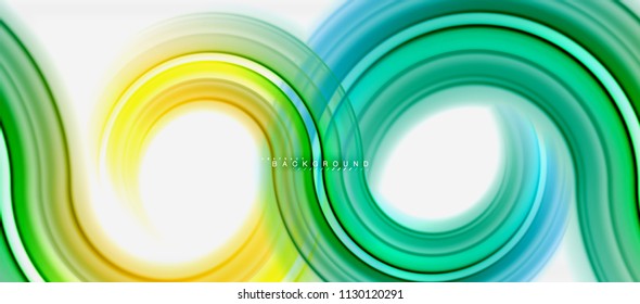 Fondo abstracto de la línea de color del fluido arcoiris - giratorio y círculos, diseño de colores líquidos retorcidos, fondo de textura ondulada de mármol colorido o plástico, plantilla multicolor para empresas o tecnología