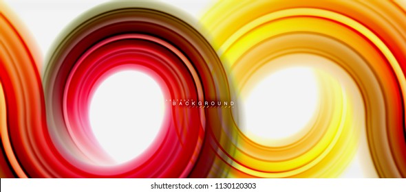 Rainbow fluid color line abstract background - swirl and circles, twisted liquid colours design, colorful marble or plastic wavy texture backdrop, multicolored template for business or technology