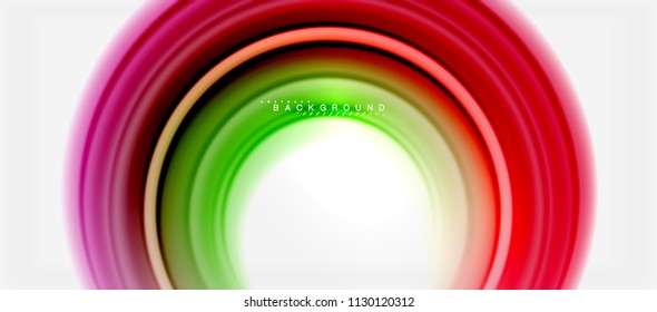 Fondo abstracto de la línea de color del fluido arcoiris - giratorio y círculos, diseño de colores líquidos retorcidos, fondo de textura ondulada de mármol colorido o plástico, plantilla multicolor para empresas o tecnología