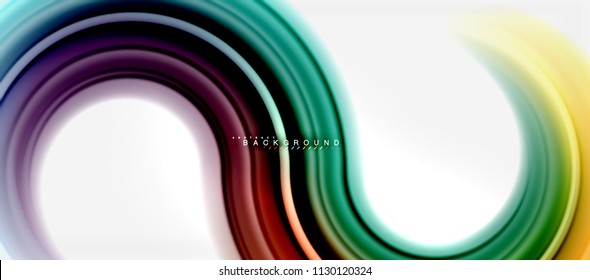 Fondo abstracto de la línea de color del fluido arcoiris - giratorio y círculos, diseño de colores líquidos retorcidos, fondo de textura ondulada de mármol colorido o plástico, plantilla multicolor para empresas o tecnología