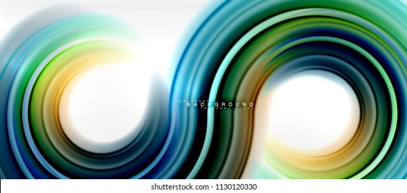 Rainbow fluid color line abstract background - swirl and circles, twisted liquid colours design, colorful marble or plastic wavy texture backdrop, multicolored template for business or technology