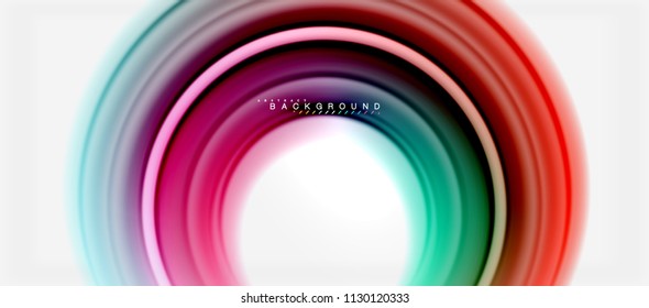 Rainbow fluid color line abstract background - swirl and circles, twisted liquid colours design, colorful marble or plastic wavy texture backdrop, multicolored template for business or technology