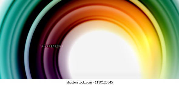 Rainbow fluid color line abstract background - swirl and circles, twisted liquid colours design, colorful marble or plastic wavy texture backdrop, multicolored template for business or technology