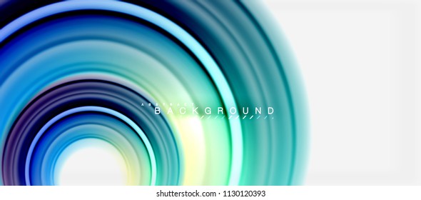 Fondo abstracto de la línea de color del fluido arcoiris - giratorio y círculos, diseño de colores líquidos retorcidos, fondo de textura ondulada de mármol colorido o plástico, plantilla multicolor para empresas o tecnología