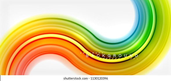 Rainbow fluid color line abstract background - swirl and circles, twisted liquid colours design, colorful marble or plastic wavy texture backdrop, multicolored template for business or technology