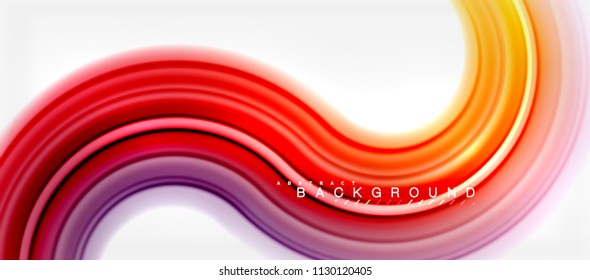 Rainbow fluid color line abstract background - swirl and circles, twisted liquid colours design, colorful marble or plastic wavy texture backdrop, multicolored template for business or technology