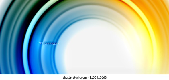 Rainbow fluid color line abstract background - swirl and circles, twisted liquid colours design, colorful marble or plastic wavy texture backdrop, multicolored template for business or technology