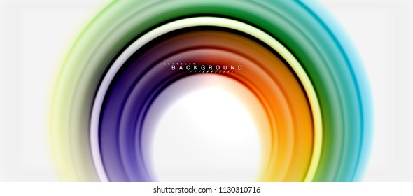 Rainbow fluid color line abstract background - swirl and circles, twisted liquid colours design, colorful marble or plastic wavy texture backdrop, multicolored template for business or technology