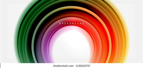 Plano de fundo abstrato de linha de cor de arco-íris fluido - redemoinho e círculos, design de cores líquidas trançadas, mármore colorido ou fundo de textura ondulada de plástico, modelo multicolorido para negócios ou tecnologia