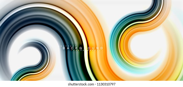 Rainbow fluid color line abstract background - swirl and circles, twisted liquid colours design, colorful marble or plastic wavy texture backdrop, multicolored template for business or technology