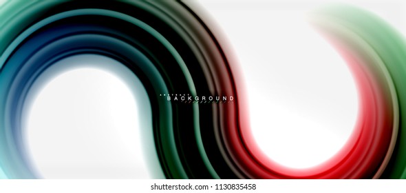 Rainbow fluid color line abstract background - swirl and circles, twisted liquid colours design, colorful marble or plastic wavy texture backdrop, multicolored template for business or technology