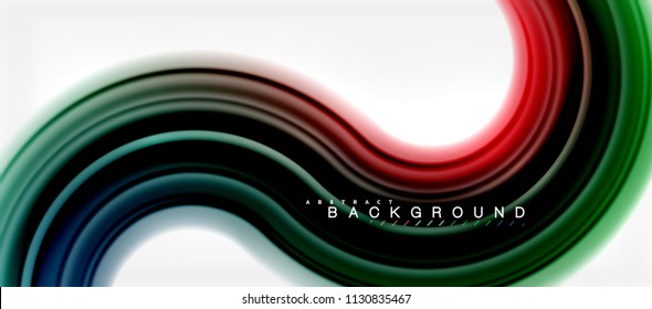 Rainbow fluid color line abstract background - swirl and circles, twisted liquid colours design, colorful marble or plastic wavy texture backdrop, multicolored template for business or technology