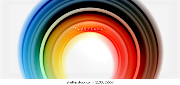 Fondo abstracto de la línea de color del fluido arcoiris - giratorio y círculos, diseño de colores líquidos retorcidos, fondo de textura ondulada de mármol colorido o plástico, plantilla multicolor para empresas o tecnología