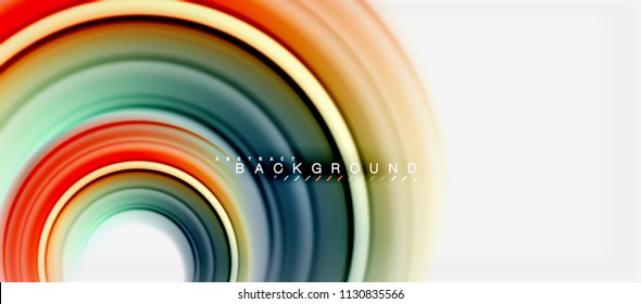 Abstrakter Hintergrund mit abstrakter Regenbogenflüssigkeit - wirbelnde und runde Bereiche, Design von verdrillten flüssigen Farben, bunter Marmor- oder Kunststoffhintergrund, mehrfarbige Vorlage für Unternehmen oder Technologien