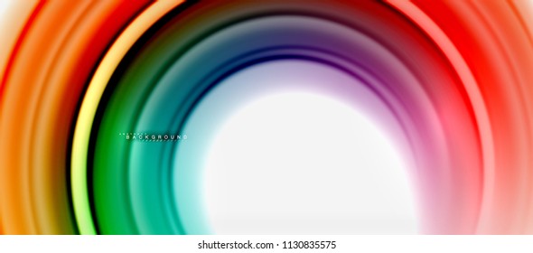 Rainbow fluid color line abstract background - swirl and circles, twisted liquid colours design, colorful marble or plastic wavy texture backdrop, multicolored template for business or technology