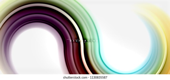 Fondo abstracto de la línea de color del fluido arcoiris - giratorio y círculos, diseño de colores líquidos retorcidos, fondo de textura ondulada de mármol colorido o plástico, plantilla multicolor para empresas o tecnología