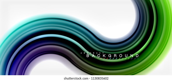 Rainbow fluid color line abstract background - swirl and circles, twisted liquid colours design, colorful marble or plastic wavy texture backdrop, multicolored template for business or technology