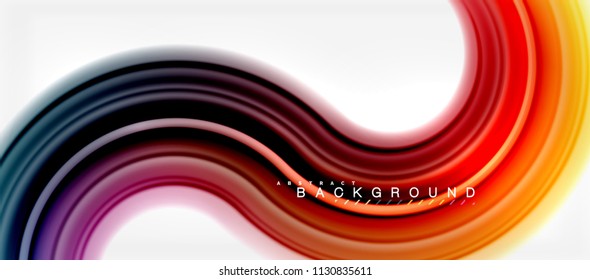 Rainbow fluid color line abstract background - swirl and circles, twisted liquid colours design, colorful marble or plastic wavy texture backdrop, multicolored template for business or technology