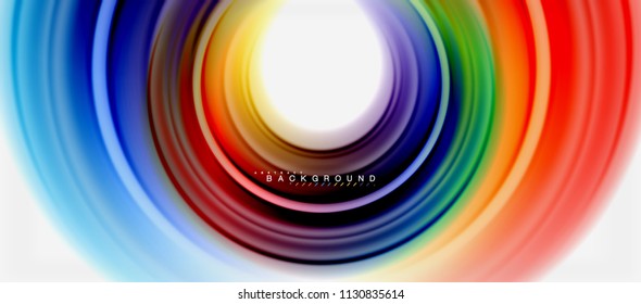 Rainbow fluid color line abstract background - swirl and circles, twisted liquid colours design, colorful marble or plastic wavy texture backdrop, multicolored template for business or technology