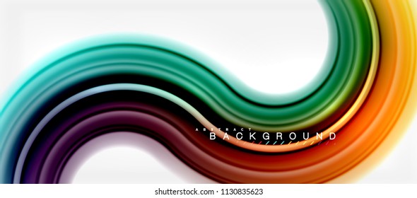 Abstrakter Hintergrund mit abstrakter Regenbogenflüssigkeit - wirbelnde und runde Bereiche, Design von verdrillten flüssigen Farben, bunter Marmor- oder Kunststoffhintergrund, mehrfarbige Vorlage für Unternehmen oder Technologien