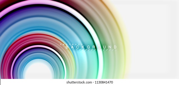 Rainbow fluid color line abstract background - swirl and circles, twisted liquid colours design, colorful marble or plastic wavy texture backdrop, multicolored template for business or technology