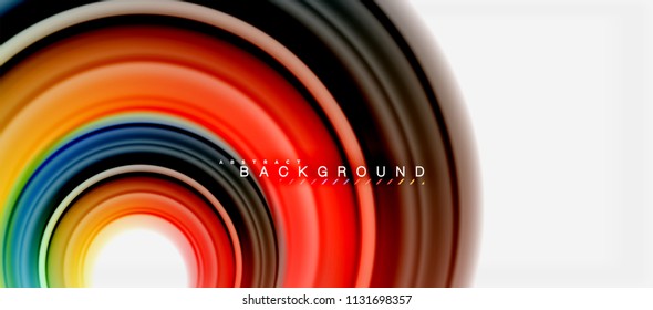 Rainbow fluid color line abstract background - swirl and circles, twisted liquid colours design, colorful marble or plastic wavy texture backdrop, multicolored template for business or technology