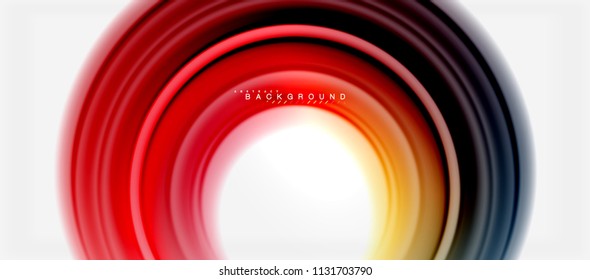 Rainbow fluid color line abstract background - swirl and circles, twisted liquid colours design, colorful marble or plastic wavy texture backdrop, multicolored template for business or technology