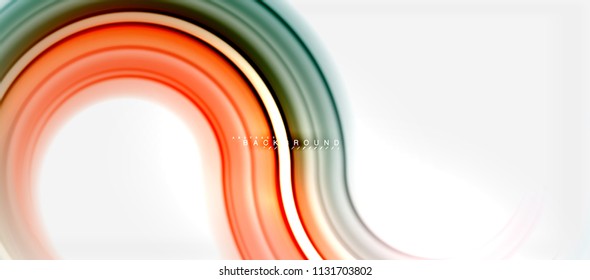 Rainbow fluid color line abstract background - swirl and circles, twisted liquid colours design, colorful marble or plastic wavy texture backdrop, multicolored template for business or technology