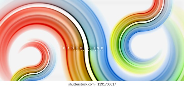 Rainbow fluid color line abstract background - swirl and circles, twisted liquid colours design, colorful marble or plastic wavy texture backdrop, multicolored template for business or technology