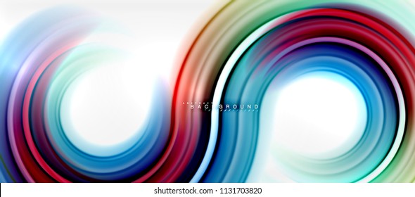 Rainbow fluid color line abstract background - swirl and circles, twisted liquid colours design, colorful marble or plastic wavy texture backdrop, multicolored template for business or technology