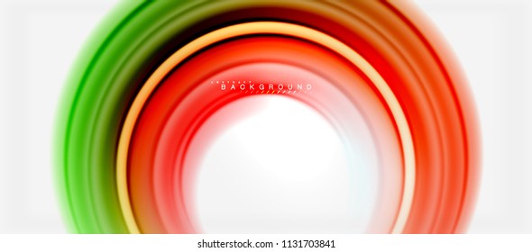 Rainbow fluid color line abstract background - swirl and circles, twisted liquid colours design, colorful marble or plastic wavy texture backdrop, multicolored template for business or technology